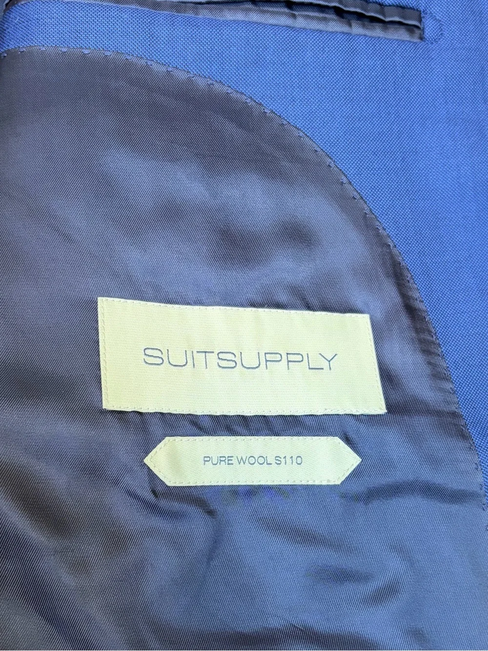 Suitsupply Havana Flap Blazer Suit Jacket 46 Slim Vitale Barberis Blue Wool S110